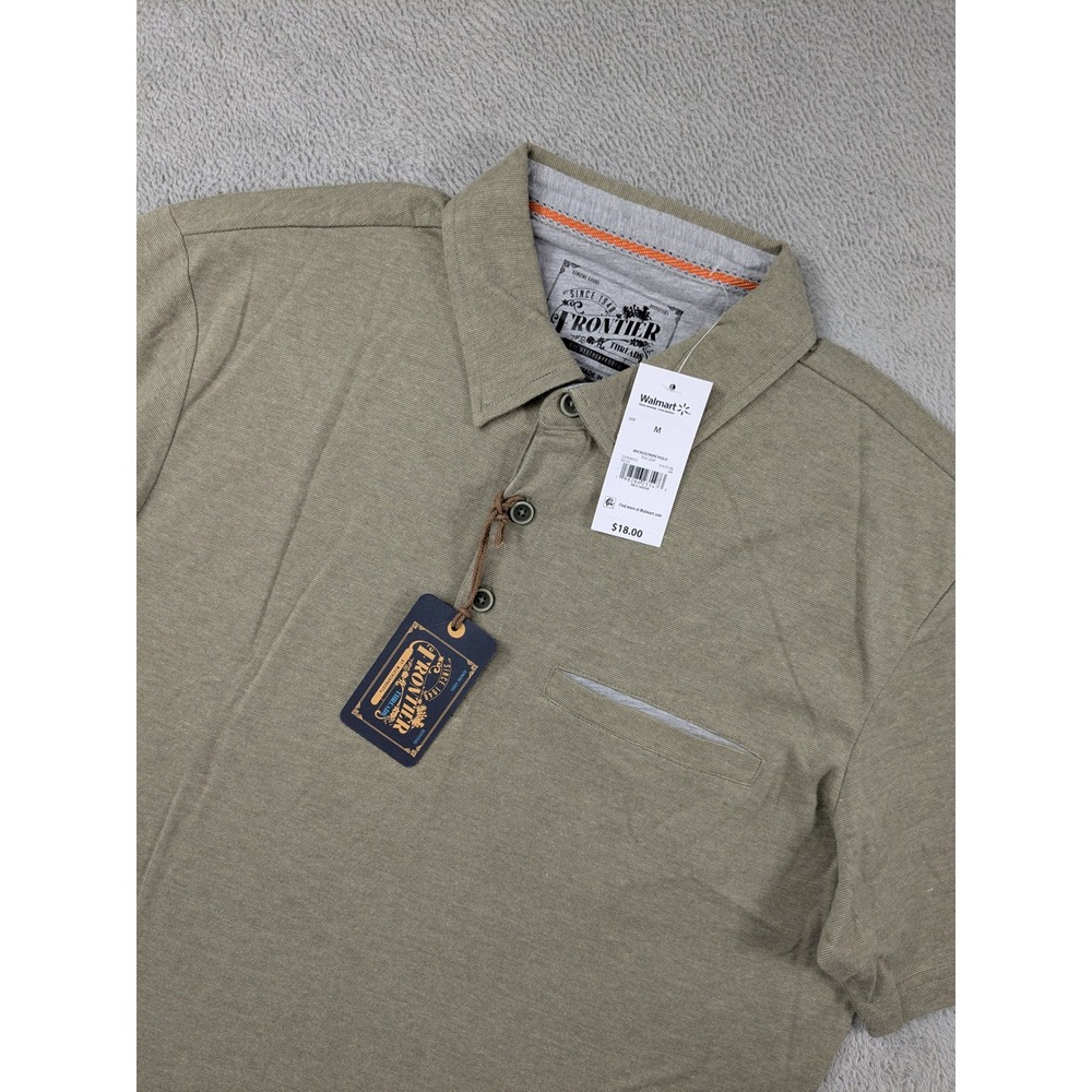 Frontier Threads Weatherproof Mens Medium Microstripe Polo Shirt Tea Leaf Green